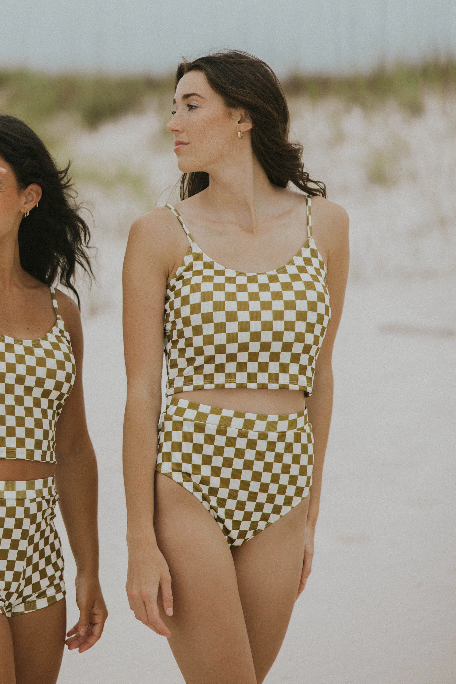 Myrtle High Waisted Bottoms | Neutral Checkered Ribbed Swim Bottoms 7 Myrtle High Waisted Bottoms | Neutral Checkered Ribbed Swim Bottoms