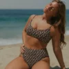 Chloe High Waisted Bottoms | Brown Dainty Floral Full Coverage Bottoms