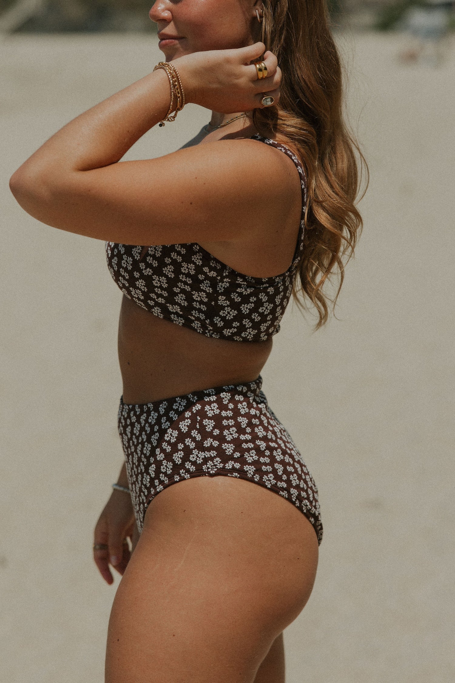 Chloe High Waisted Bottoms | Brown Dainty Floral Full Coverage Bottoms 6 Chloe High Waisted Bottoms | Brown Dainty Floral Full Coverage Bottoms