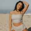 August Top | Gingham Tankini Top with Customizable Ruching