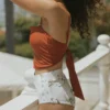 Jasmine High Waisted Bottoms | White Floral Bikini Bottoms