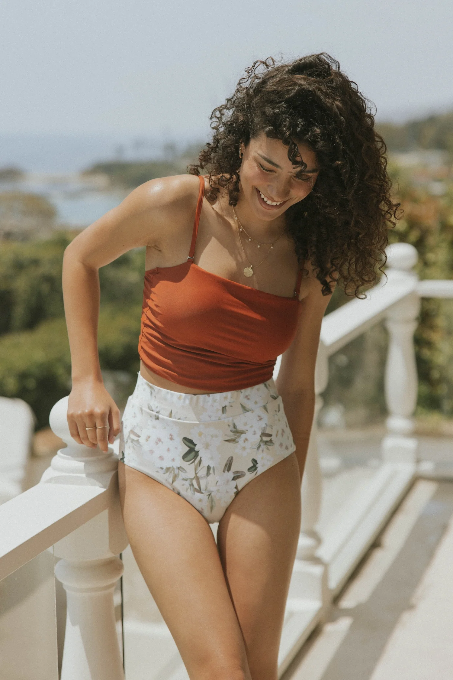 Jasmine High Waisted Bottoms | White Floral Bikini Bottoms 3 Jasmine High Waisted Bottoms | White Floral Bikini Bottoms