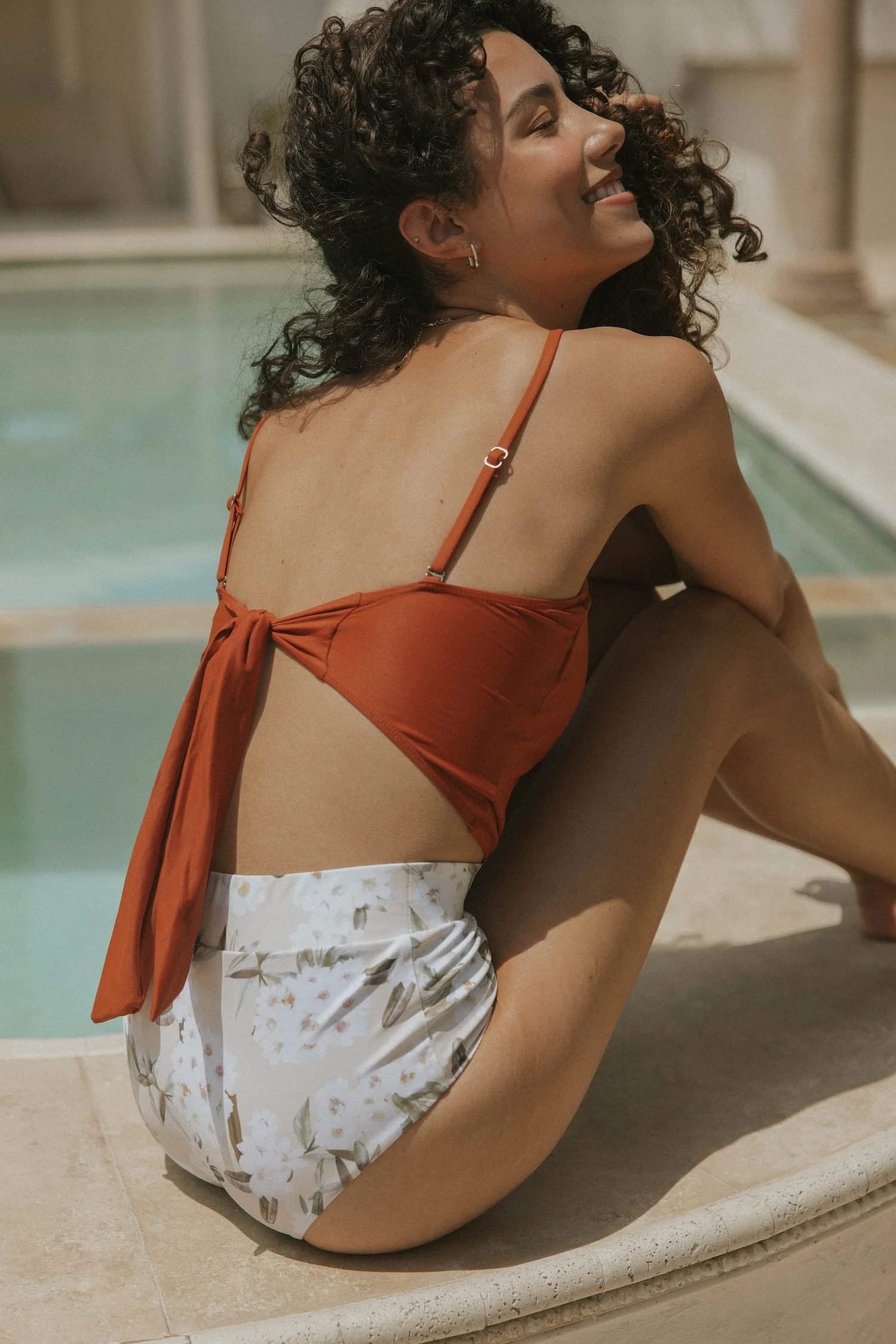 Jasmine High Waisted Bottoms | White Floral Bikini Bottoms 6 Jasmine High Waisted Bottoms | White Floral Bikini Bottoms