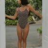 Chloe One Piece Swimsuit | Scoop Neck Brown Floral Modest One Piece