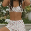 Rosie High Waisted Swim Shorts | Dainty Floral Full Coverage Modest Swim Shorts