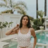 Rosie Tankini Top | Red and White Floral Scoop Neck Tankini Top