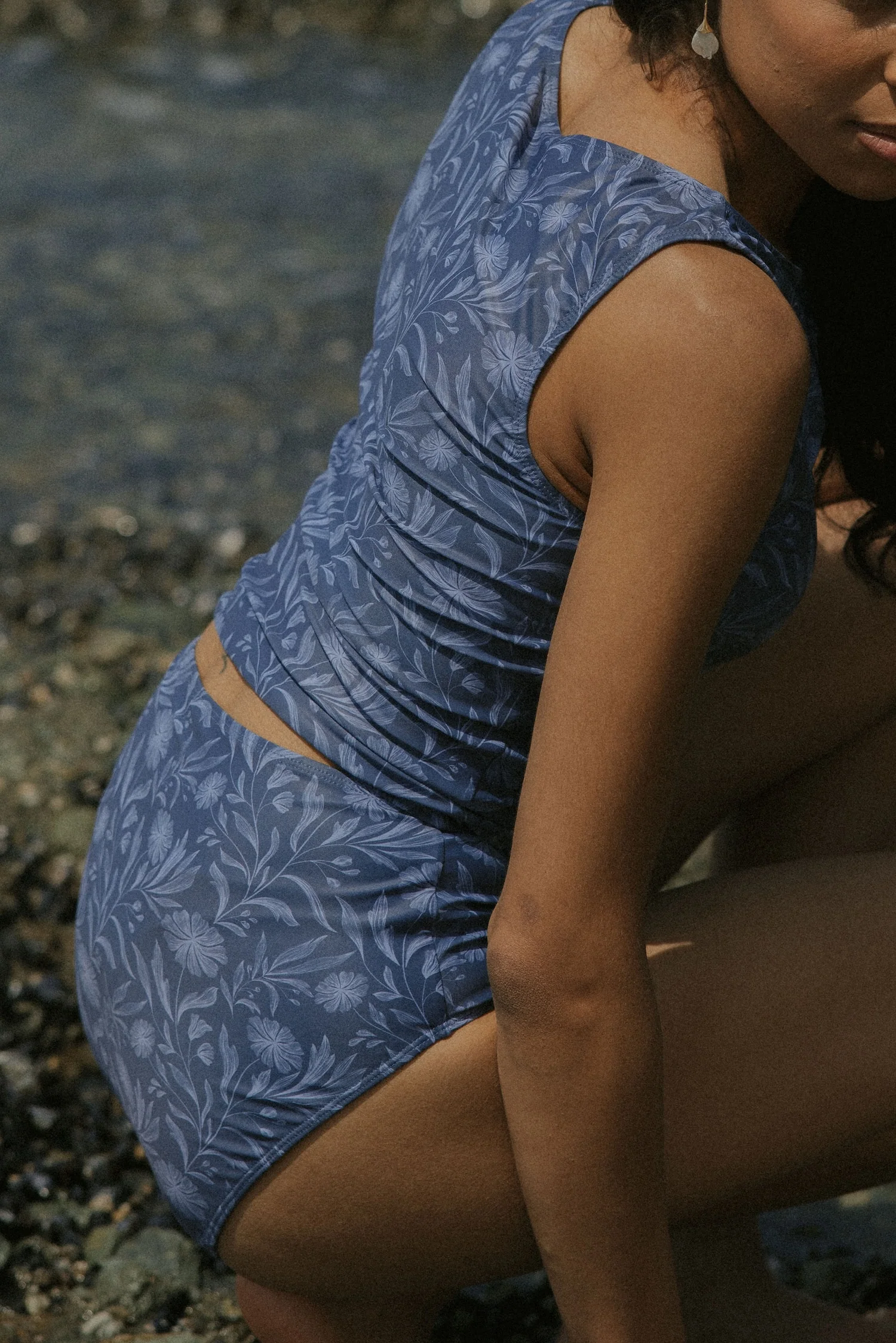 Cobalt Top | Blue High Neck Floral Full Coverage Tankini Top 6 Cobalt Top | Blue High Neck Floral Full Coverage Tankini Top