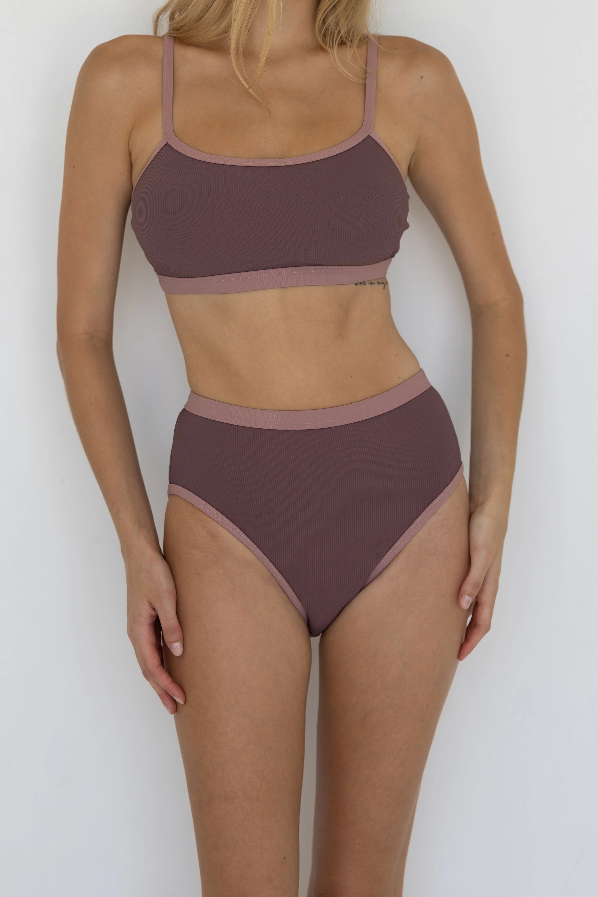 Breeze High Waisted Bottoms | Ribbed High Rise Swim Bottoms