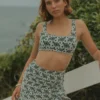 Daisy Swim Skirt | Floral Asymmetric Drawstring Swim Skirt