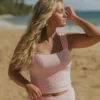 Peony Top | Textured Pink Floral Tankini Top