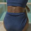 Capri High Waisted Bottoms | Crinkle Textured Swim Bottoms