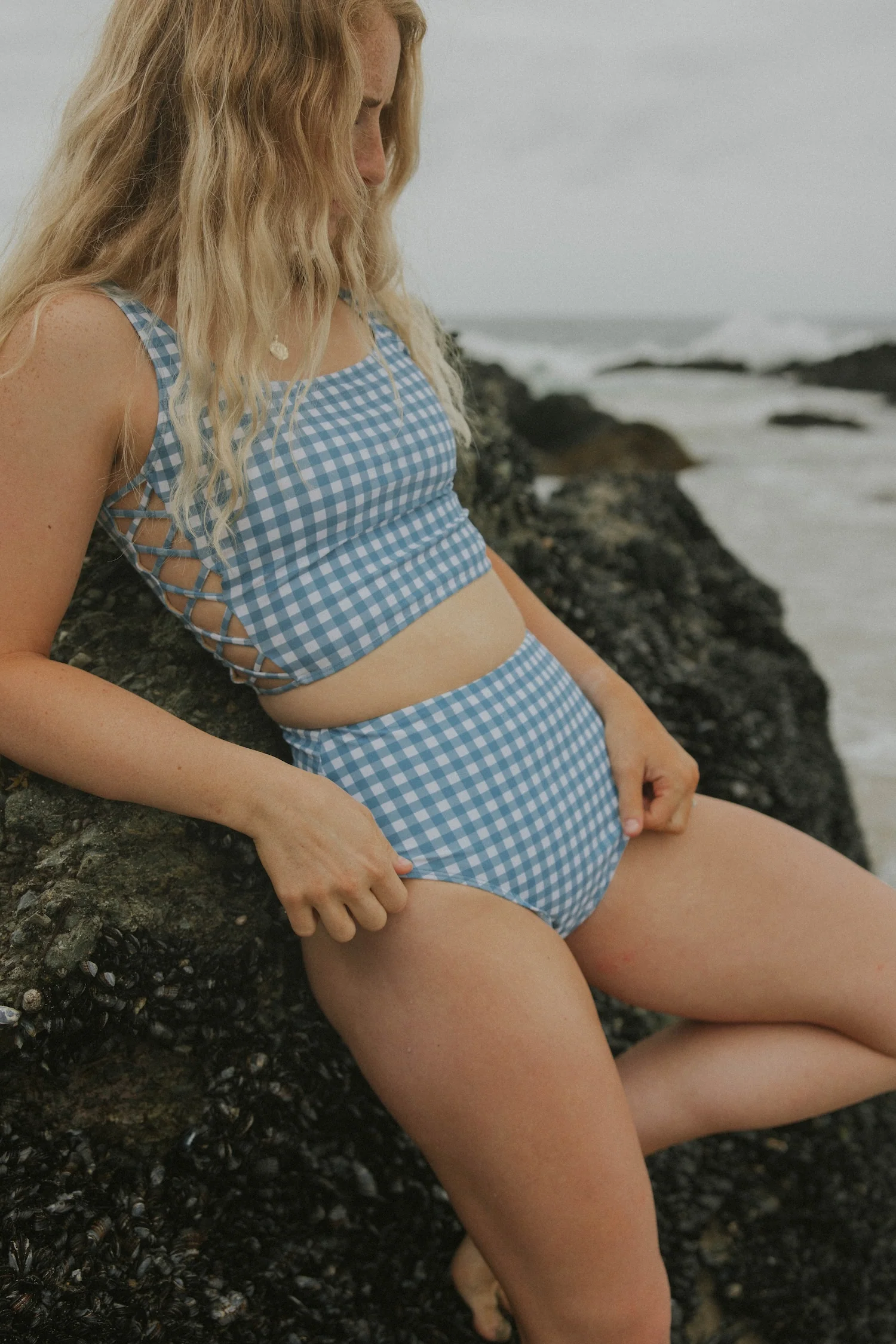 Georgia High Waisted Bottoms | Gingham Seamless Waist Bikini Bottoms 1 Georgia High Waisted Bottoms | Gingham Seamless Waist Bikini Bottoms